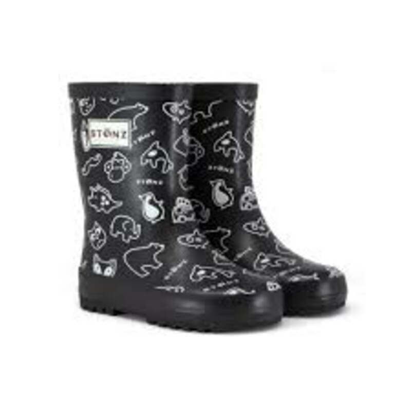 Stonz Rain Bootz, Stonz Print, Size: 4T
Stonz are made with natural rubber and are 100% waterproof with soft cotton lining for comfort and function.

Features
Vegan friendly Made with natural rubber
Free from PVC, phthalates, lead, flame retardants and formaldehyde
Extra wide opening makes them easy to put on
Non-slip soles for safe play and Soft cotton inside lining
Soft and flexible natural rubber for increased comfort
Can be layered up with Stonz Rain Boot Liners for extra warmth
