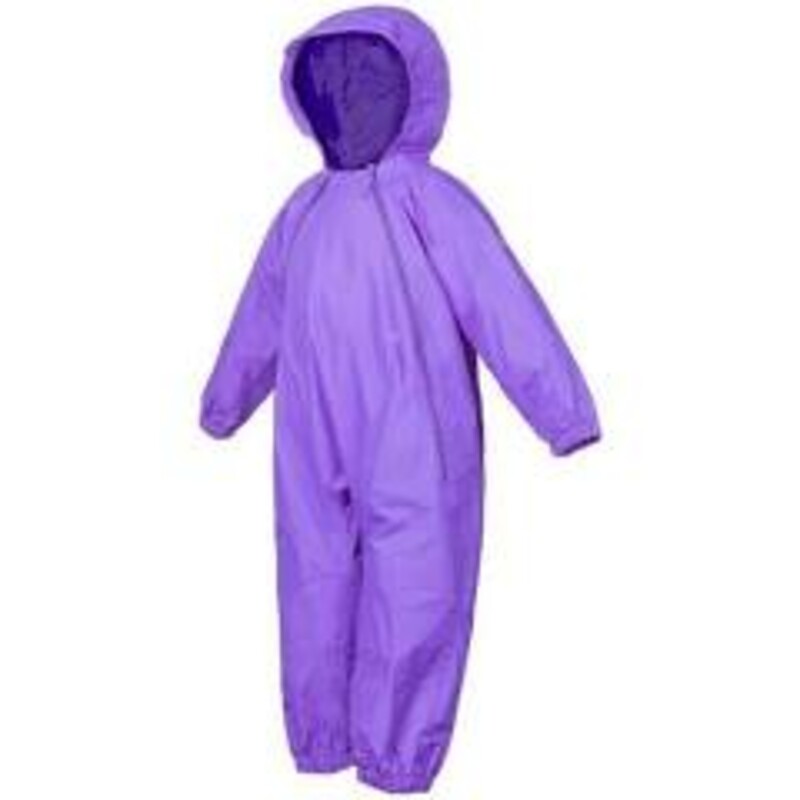 Splashy Rain Suit, Purple, Size: 6-12 M
NEW!
100 % Waterproof
Two Zippers!
Daycare Friendly Design
Fits Large