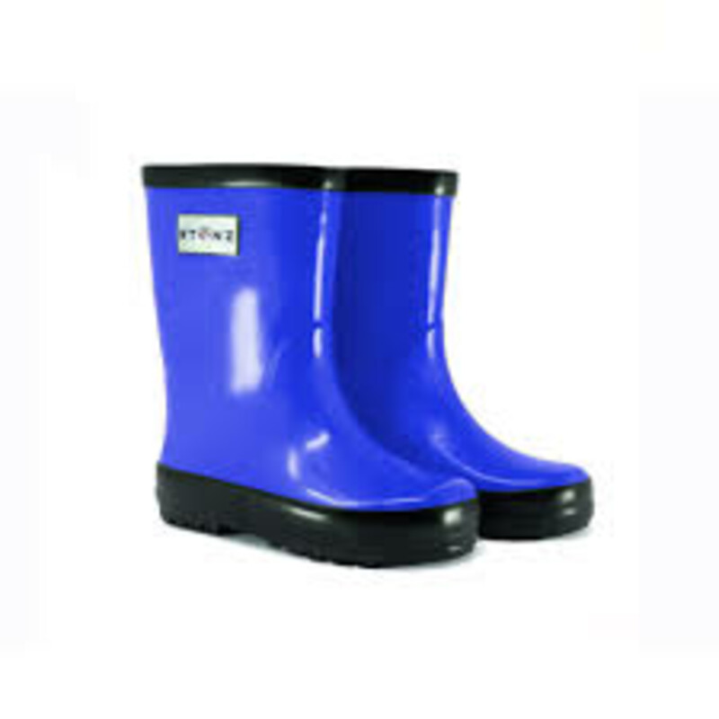 Stonz Rain Bootz, Royal Blue, Size: 6T
Stonz are made with natural rubber and are 100% waterproof with soft cotton lining for comfort and function.

Features
Vegan friendly Made with natural rubber
Free from PVC, phthalates, lead, flame retardants and formaldehyde
Extra wide opening makes them easy to put on
Non-slip soles for safe play and Soft cotton inside lining
Soft and flexible natural rubber for increased comfort
Can be layered up with Stonz Rain Boot Liners for extra warmth