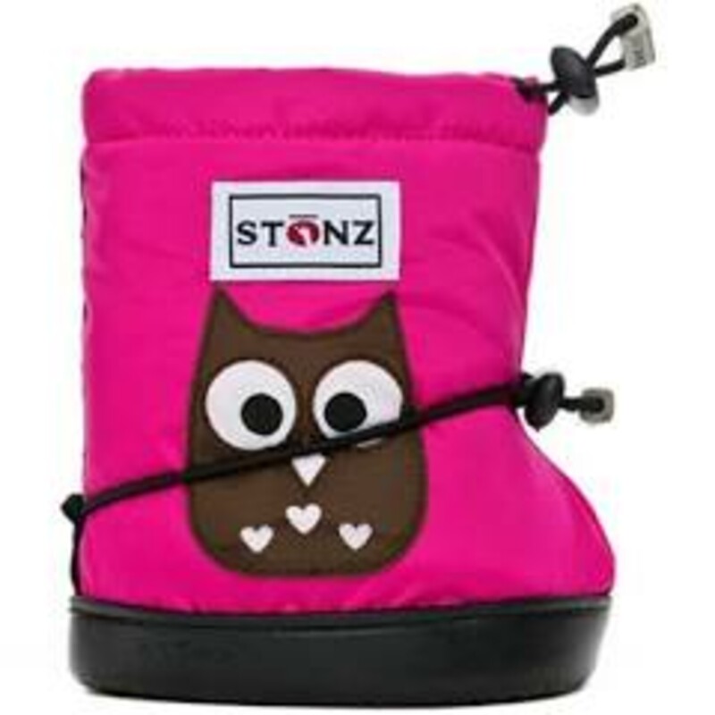 Stonz Bootie - Owl, Fuchsia, Size: Medium
NEW!
100% Waterproof  5,000 mm
Fleece Insulated
Recycled Rubber Bottom
6-18 Months