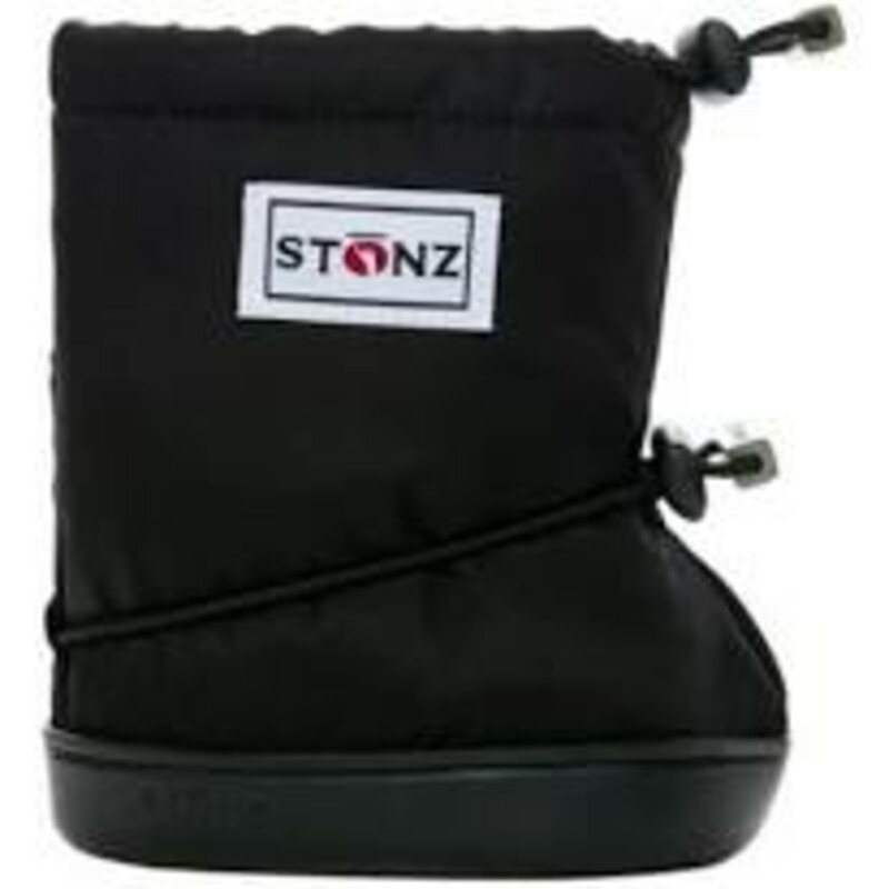 Stonz Booties, Black, Size: Large
NEW! For Fall, Winter, and Spring!
100% Waterproof  5,000 mm
Fleece Insulated
Recycled Rubber Bottom
1-2.5 Years
For Extra Warmth -Layer with a Fleece Bootie Linerz