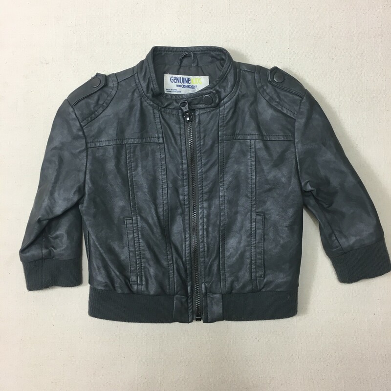 Oshkosh  Leather Jacket, Grey, Size: 12M
