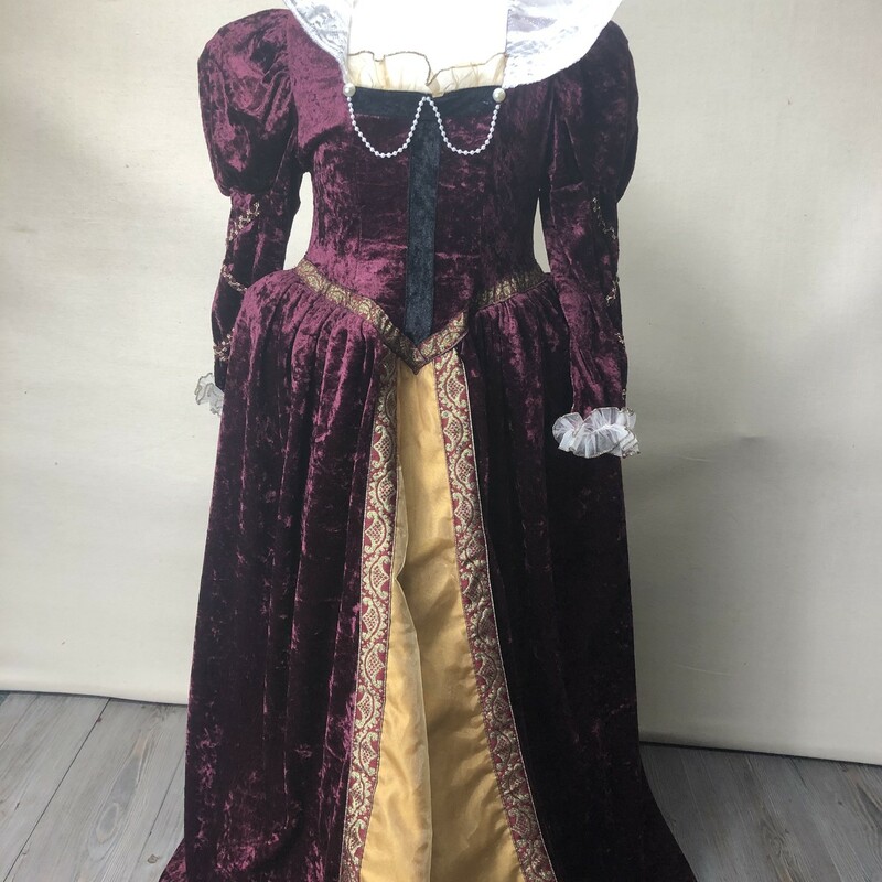 Velvet Dress Costume, Maroon, Size: 12-14Y
