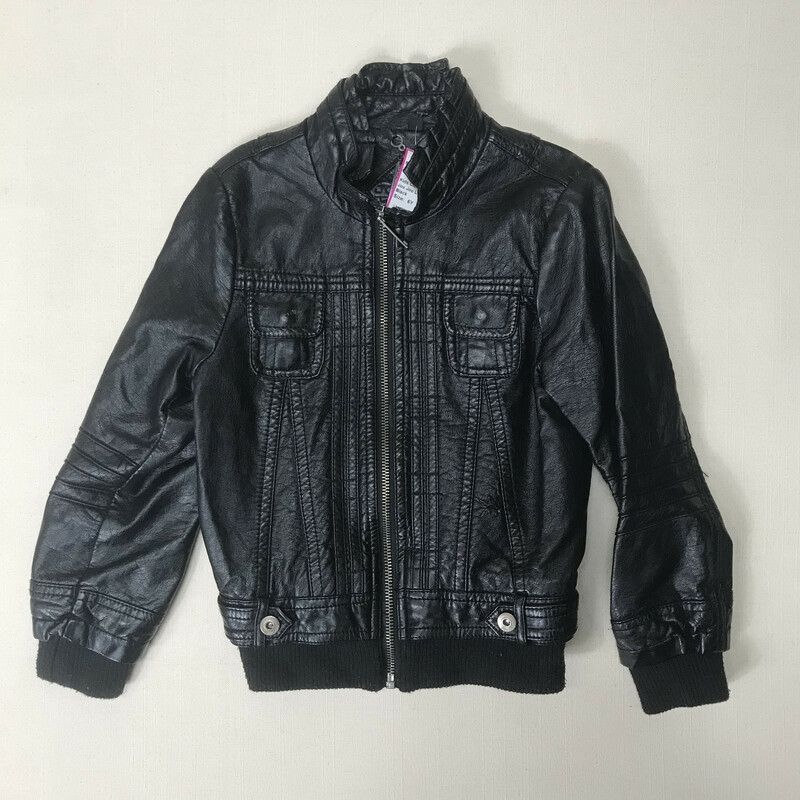 Jou Jou Leather Jacket, Black, Size: 6Y