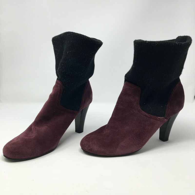 Slip On Knit / Suede, Penny Loves Kenny Heeled, Maroon A, Size: 7