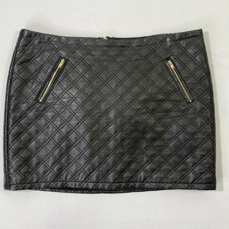 Express Leather Skirt With gold zippers, Black, Size: 10