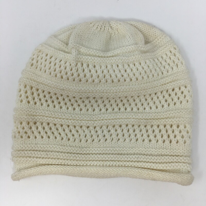 Knitted Beanie, Cream, Size: Hats