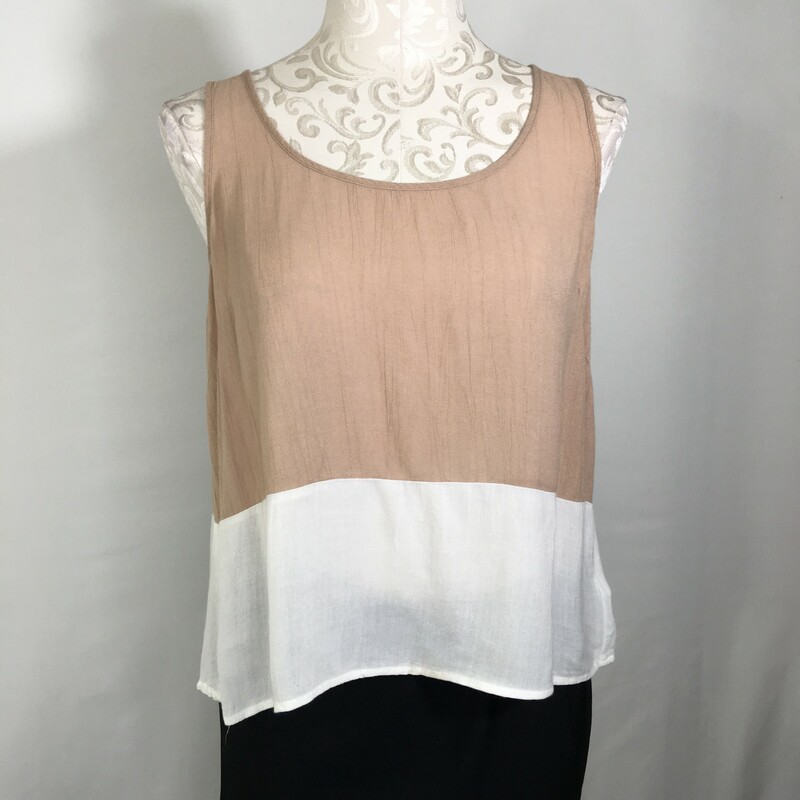 100-217 XXI Tan And White, Tan, Size: Medium top with ties in back