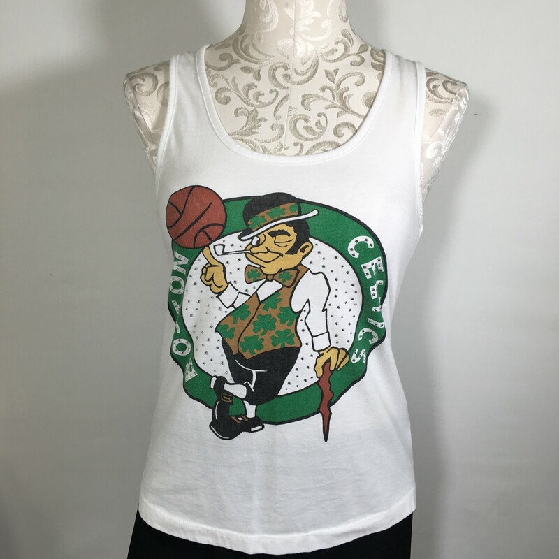 100-575 Nba, White, Size: Small
White tank top w/ Boston Celtics logo cotton/olyesther
