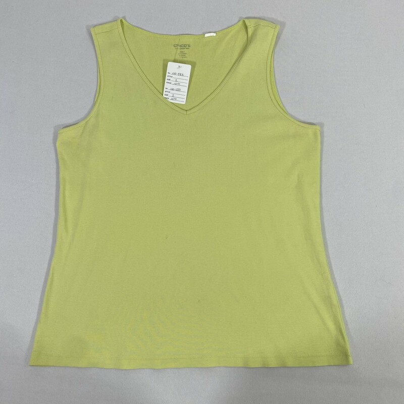 100-583 Chicos, Green, Size: 2 green tank top  100% cotton
