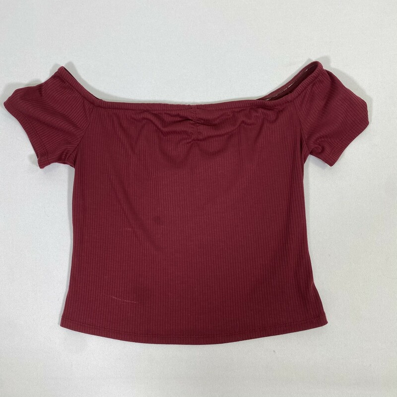 100-594 Mossimo Supply Co, Burgundy, Size: Small Burgundy short sleeve off the shoulder shirt polyesther/rayon/spandex