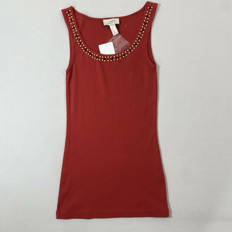 100-866 Loft, Red, Size: Small red/pink tank top with beading at top 100% cotton  new