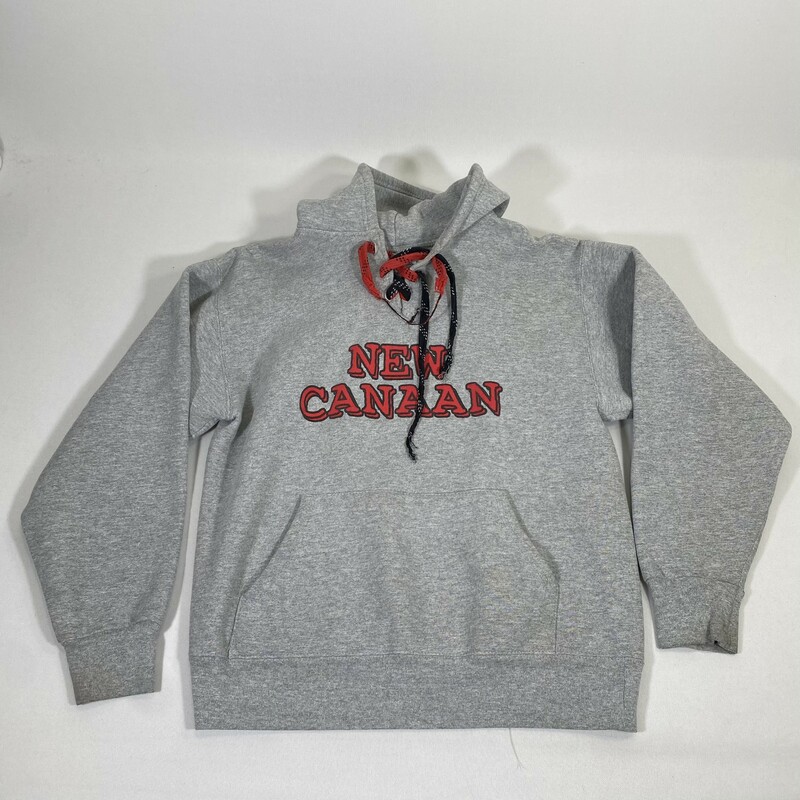 100-906 Eagle Usa, Grey, Size: Medium grey and red new canaan sweatshirt with laces  80% cotton 20% polyester  okay