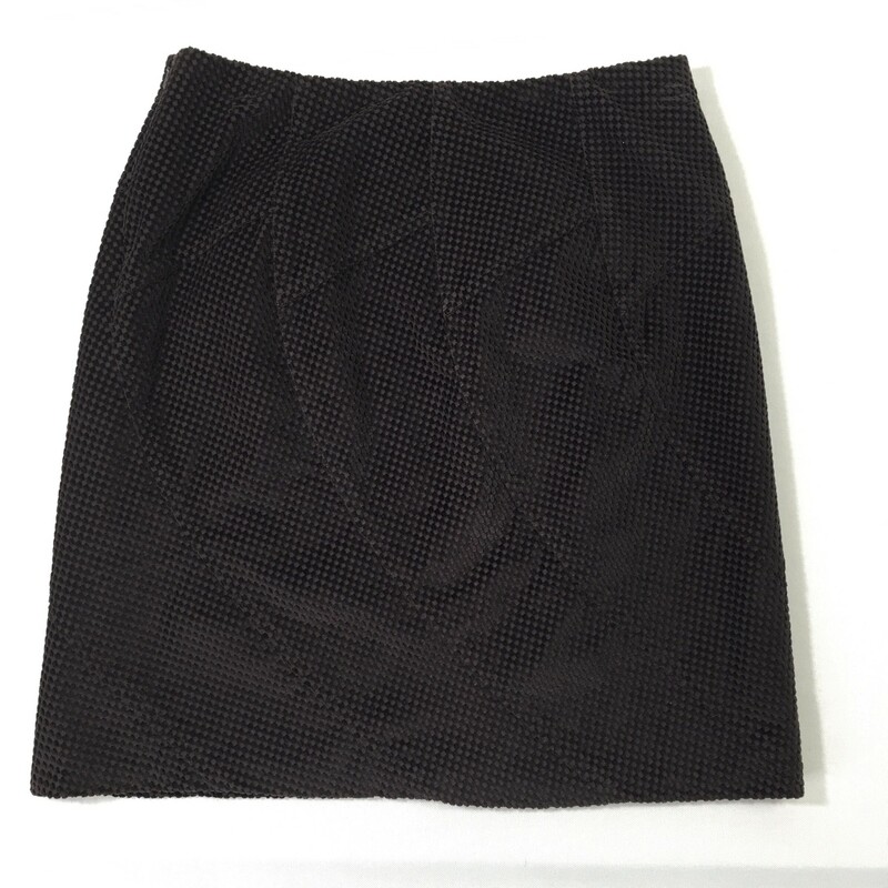 100-1013 Etcetera, Brown, Size: 6 dark brown skirt with velvet square pattern 100% cotton  good