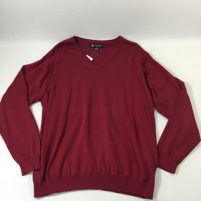 100-1028 Oxford Golf, Cranberry Red, Size: Large , long sleeve, v neck, light 100% cotton golf sweater  good
13.20 oz