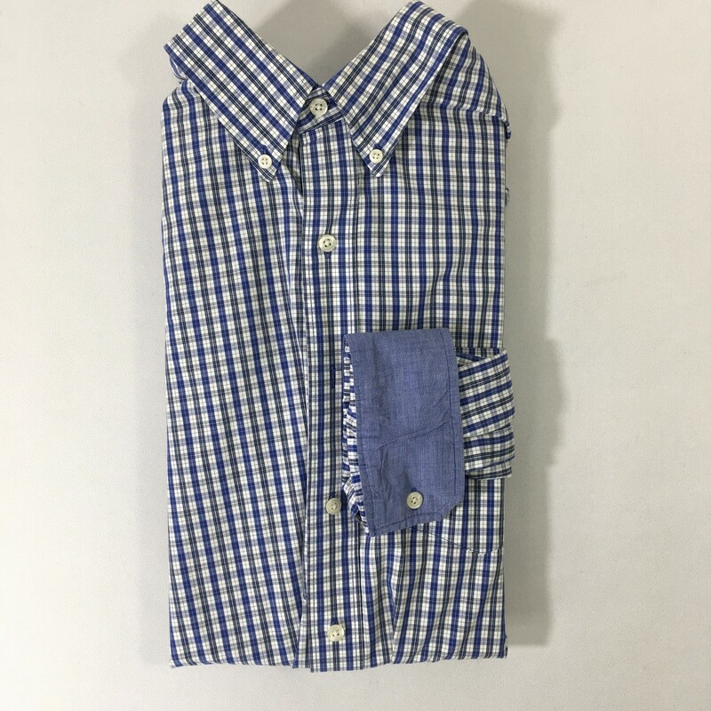 100-1040 Izod, Blue, Size: Large blue and white plaid button up shirt with blue collar no tag  good