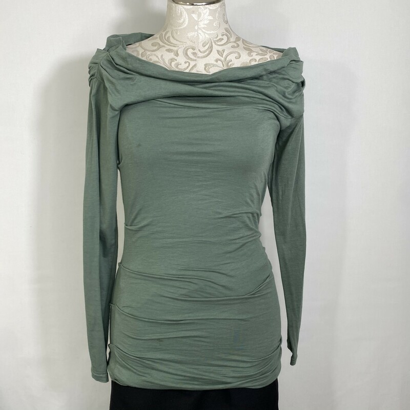 100-1099 Worth, Green, Size: Small green off the shoulder shirt with ruches on the side 90% cotton 10% elastane  good