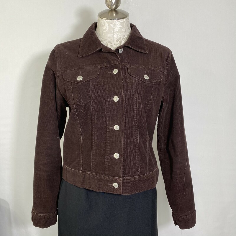 102-049 Lands End, Brown, Size: Small Brown Corduroy Jacket -