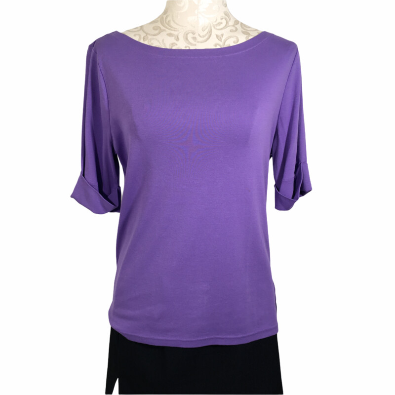 102-100 Lauren, Purple, Size: XL Purple roll-tab sleeve top  -