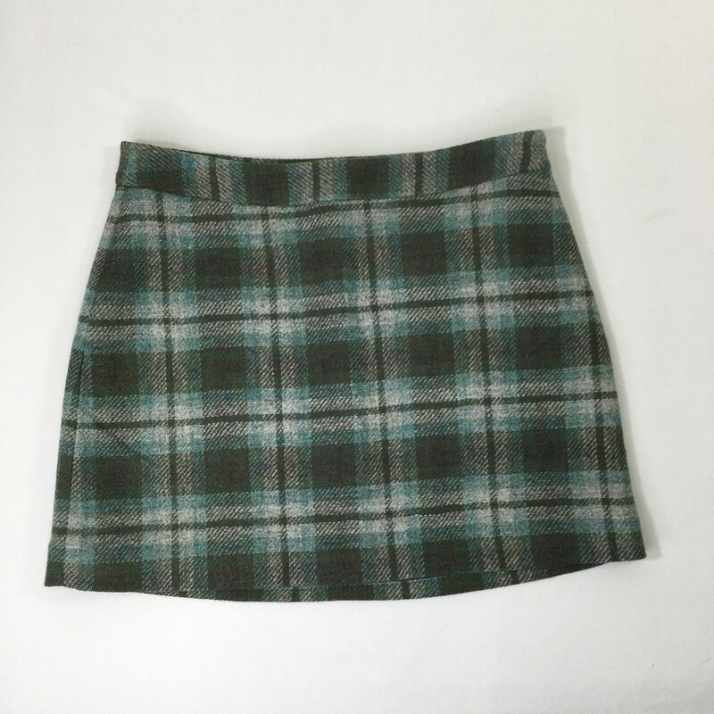 102-111 Banana Republic, Green, Size: 10 Green plaid knee lenght skirt 100% wool