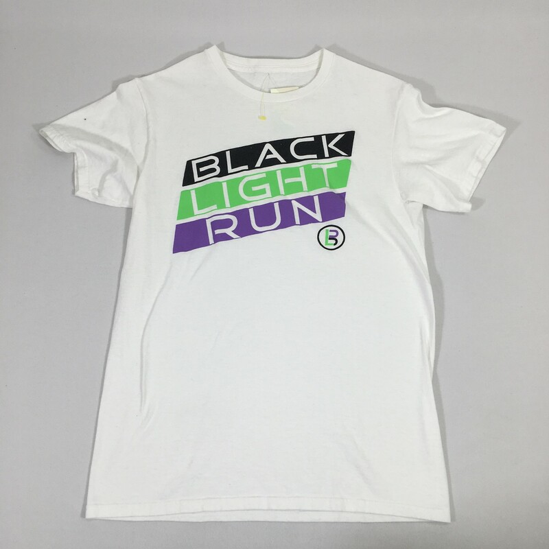 102-170 No Tag, White, Size: Small White t-shirt w/black light run logo no tag