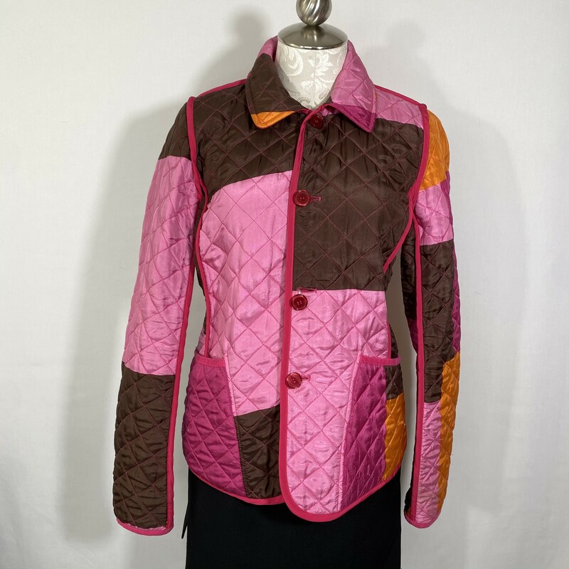 102-201 No Tag, Multicol, Size: Medium Pink multicolored reversible long sleeve jacket no tag