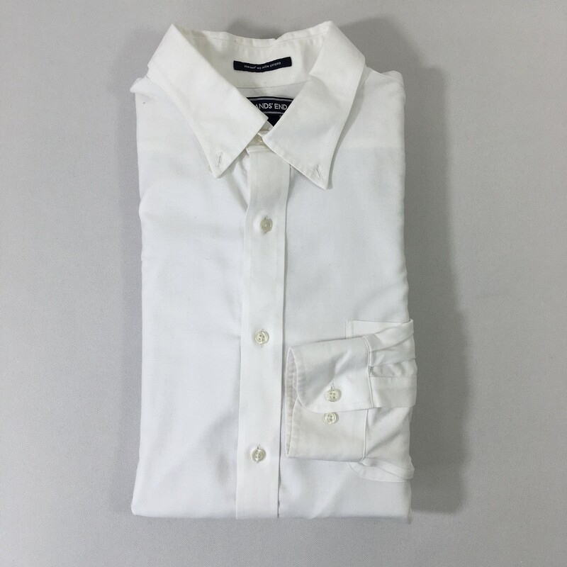 102-346 Lands End, White, Size: 16-35 White button down mens shirt 100% cotton