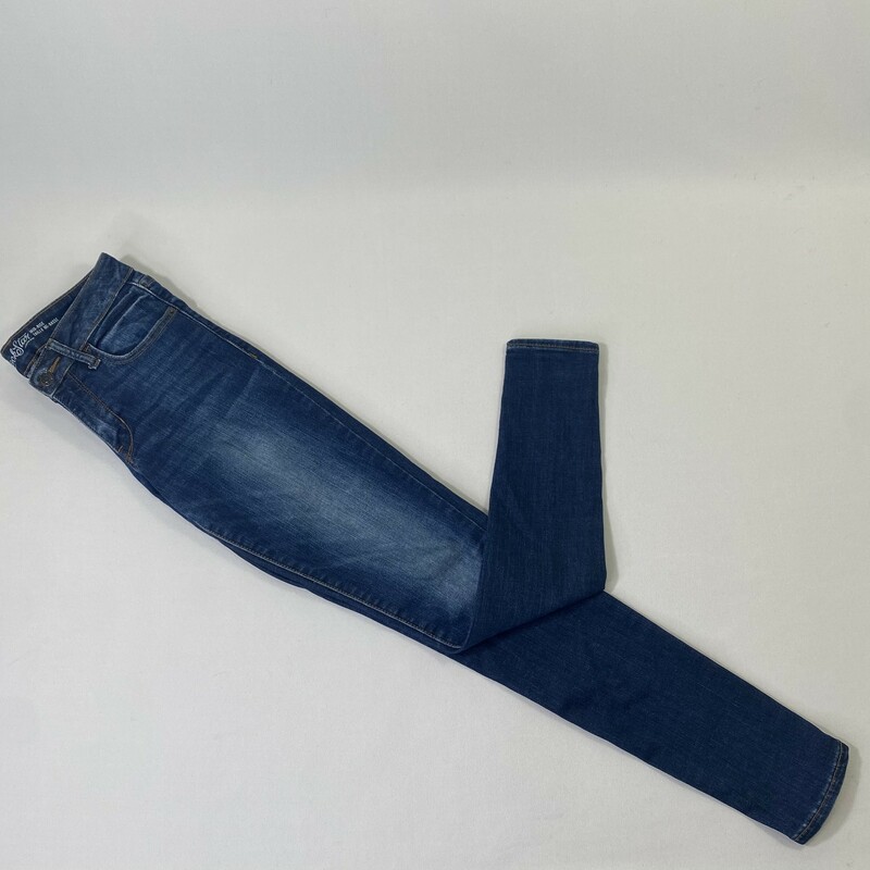 102-372 Old Navy, Blue, Size: 0 plain dark blue mid rise skinny jeans 70% cotton 2% spandex 28% polyester  good