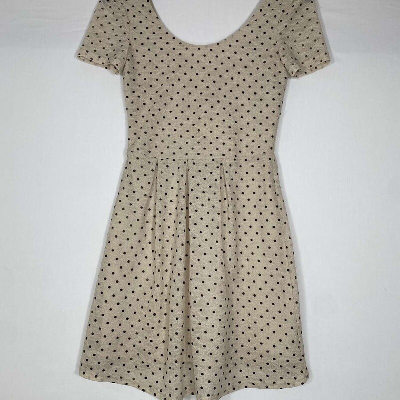 103-001 Pins And Needles, Tan, Size: XS Tan Lacy Dress With Black Polka Dots x  Like New