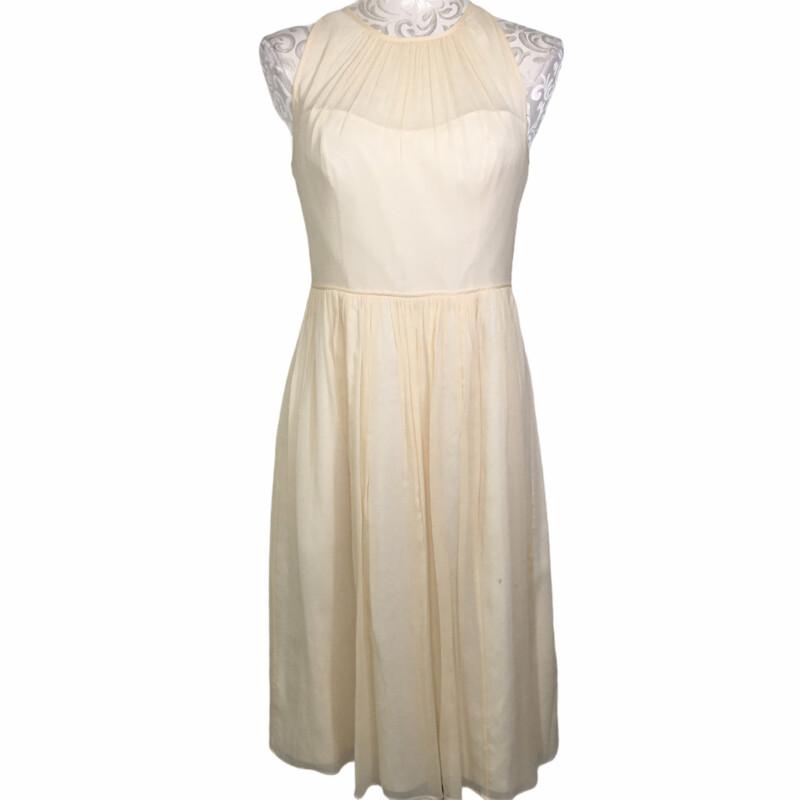 104-004 J Crew, Off-whit, Size: 4 Flowy Semi-Sheer Off-White Dress 100% silk  Like New/Newx
