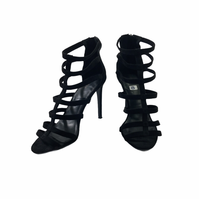105-003 Express, Black, Size: 8 Black Strappy Heels    Good