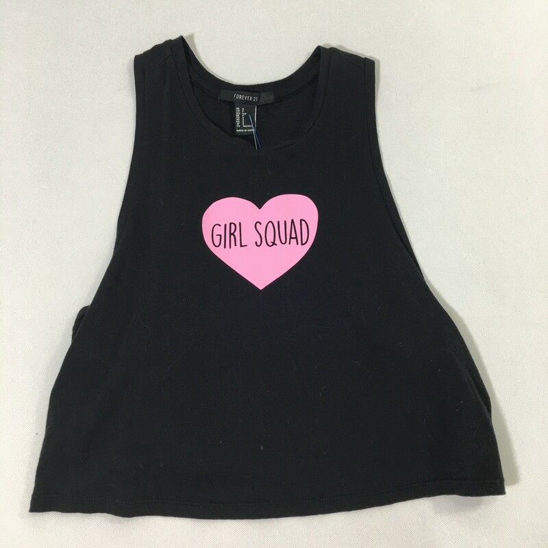 105-023 Forever 21, Black, Size: Small
black tank top w/ pink heart 60% Cotton  40 % Modal