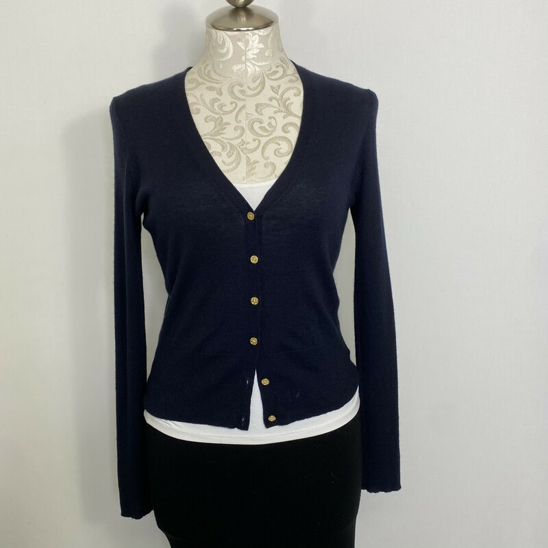 105-094 Tory  Burch, Navy Blu, Size: S
Cardigan 73% Silk  27% Cashmere