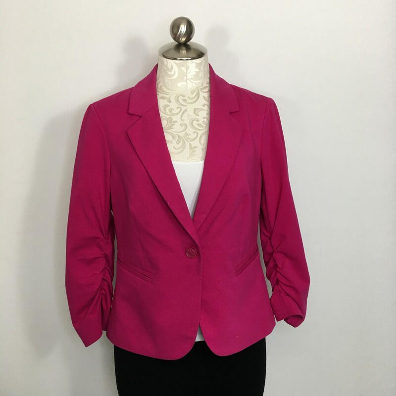 105-099 The Limited, Hot Pink, Size: Medium Pink blazer w/ front pockets DC95% Cotto  5% Spandex  Lining 100 Polyester