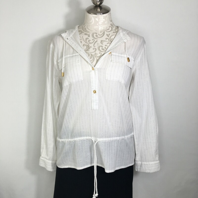 105-115 Michael Kors, White, Size: Small White Shirt With Gold Detailos and Hood