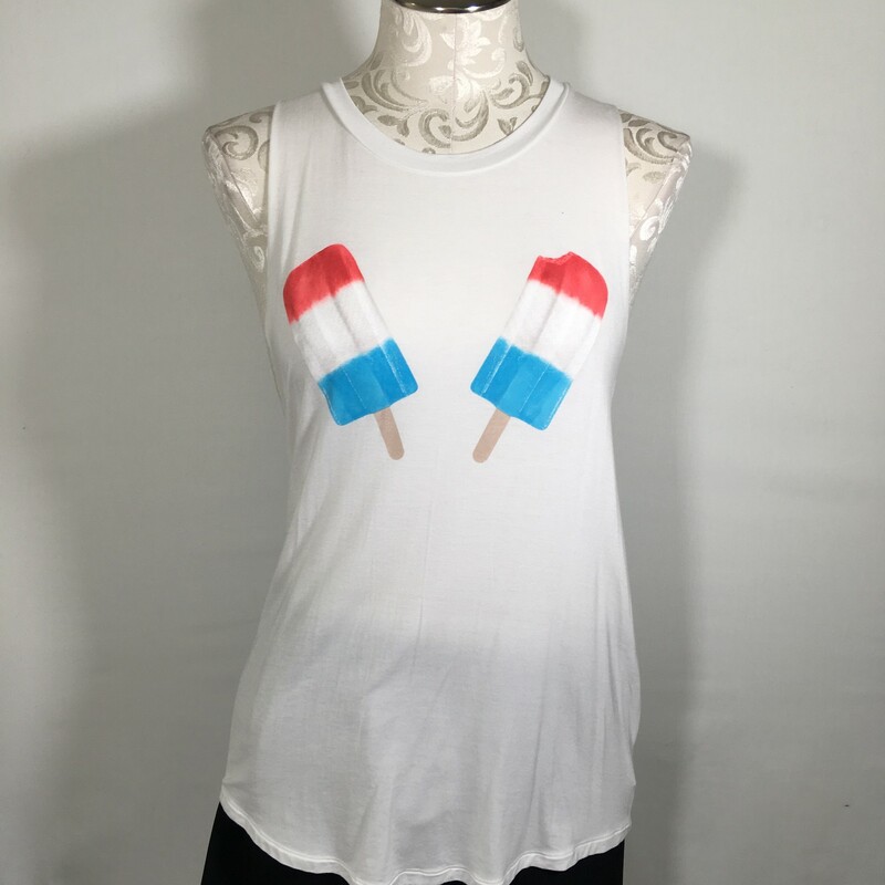 105-164 Pink, White, Size: Small
White Tank Top With Popsicle Design modal/elastane