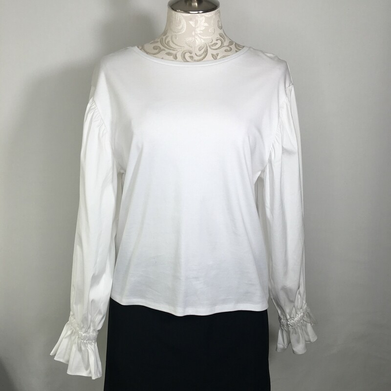 105-240 Express, White, Size: Small white long sleeved shirt w/ ruffled wrists 100% cotton
