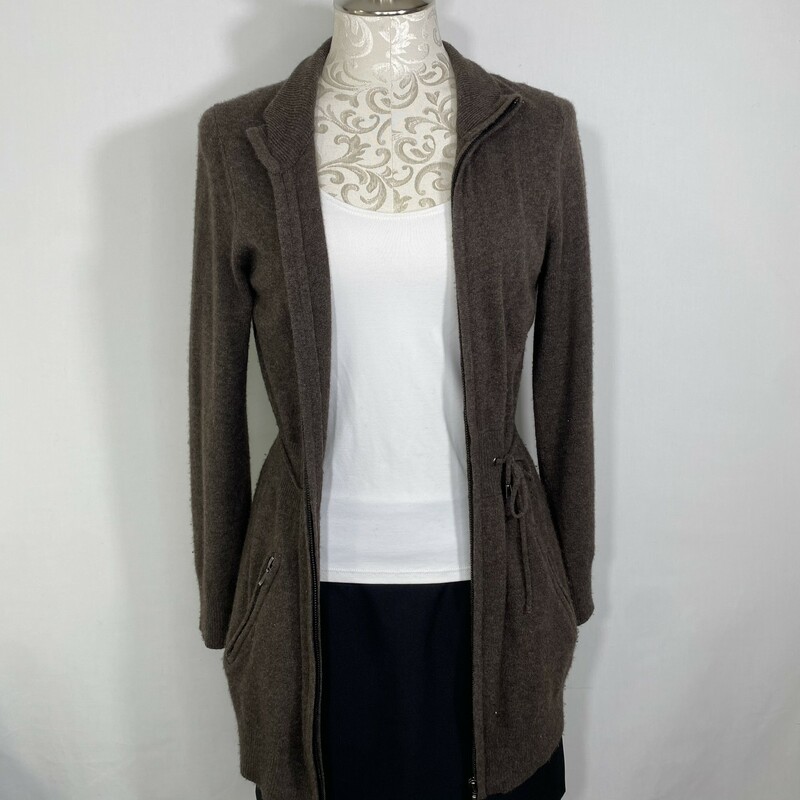 107-007 Ply Cashemere, Brown, Size: M
Brown Long Cardigan 100% Cashmere