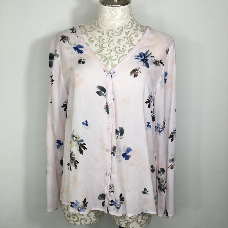 107-048 Side Stitch Los A, Floral, Size: Small Floral V-Neck Button Up 100% Rayon