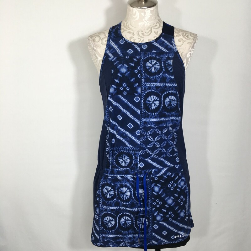 110-127a Rlx Ralph Lauren, Blue, Size: Medium Blue Patterned Athleic Dress 80% Polyester 20% Elastane  Good
