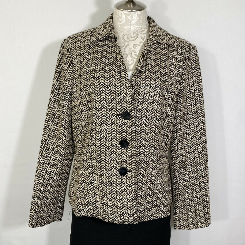 112-035 Talbots, Multicol, Size: 16 petite Patterened Collared Button-Up Jacket nylon/acrylic/cotton/rayon/polyesther  Like New