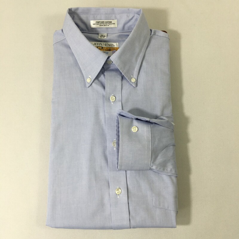 114-003 John Henry, Blue, Size: 15 1/2 - 3 Light Blue Button-Up 60% Cotton 40% Polyester