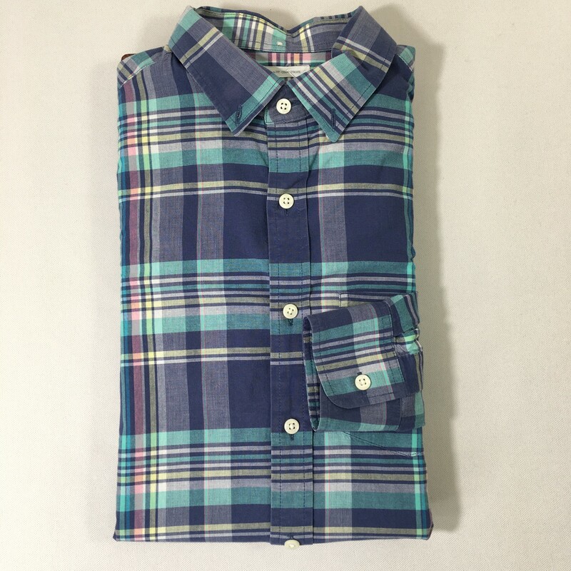 114-006 Old Navy, Blue And, Size: Medium Blue and White Pink striped Button-Up 100% cotton