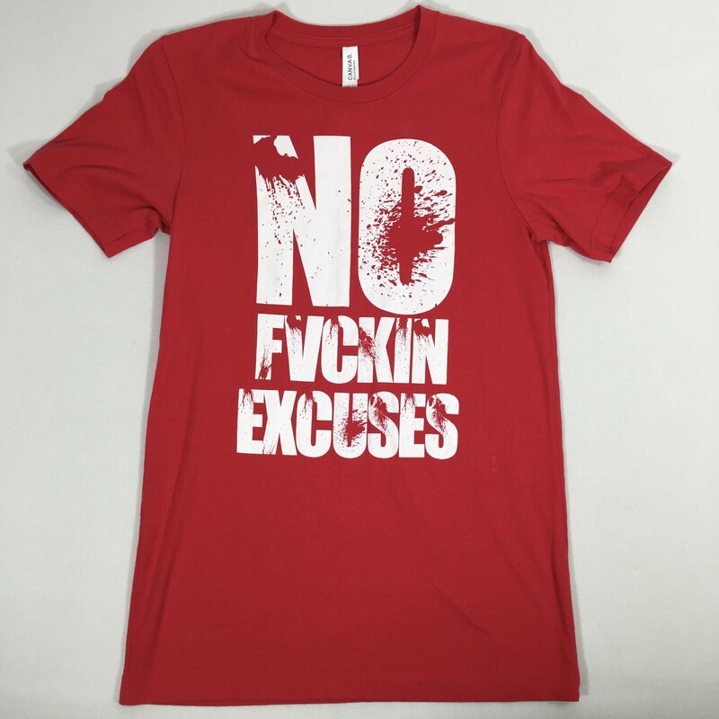115-013 Canvas, Red, Size: Small Red short sleeve t-shirt No excuses logo 100% Cotton
