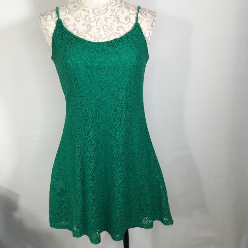 115-027 Alya, Green, Size: Medium Green lace tank dress polyesther/cotton