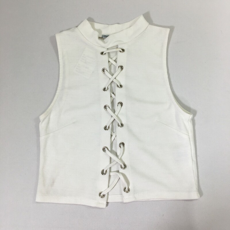 115-065 Charlotte Russe, White, Size: Medium tie up white tank top 63% polyester 34% rayon 3% spandex  good
