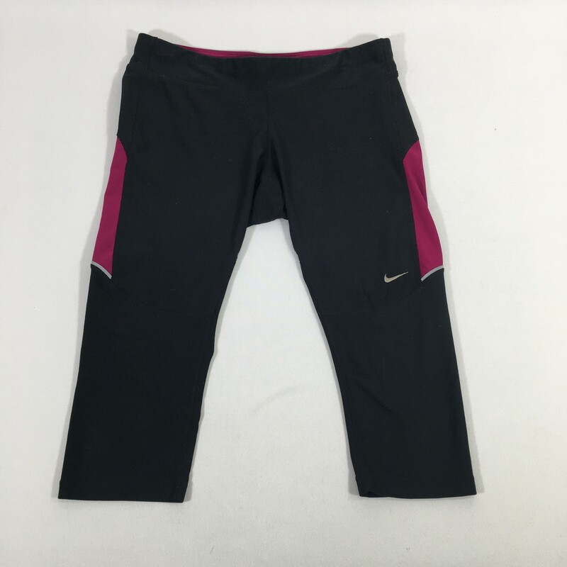 115-070 Nike, Black, Size: Medium blacl athletic leggings with pink details 92% polyester 8% spandex  good
