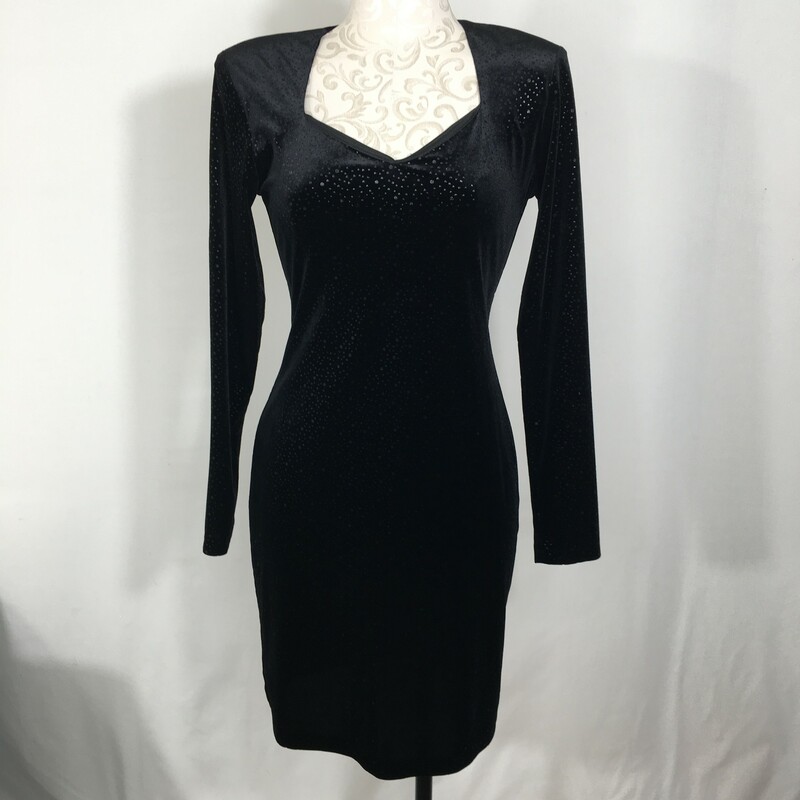 120-011 Betsy&adam, Black, Size: 6 Black velvet Dress polyester/spandex  x