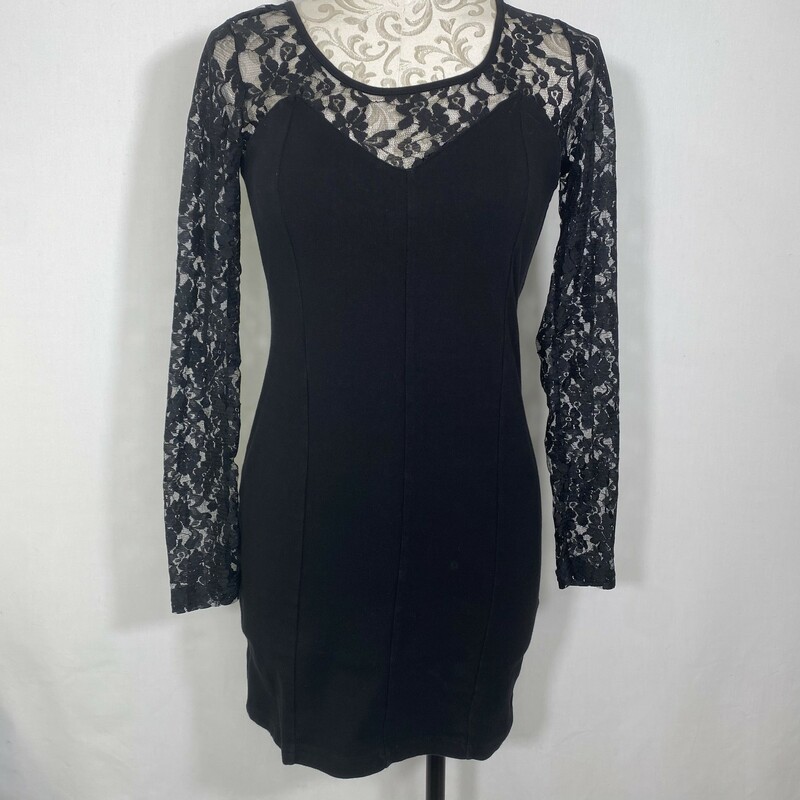 120-031 H&m, Black, Size: 10 basic Black Dress w/ lace arms cotton
