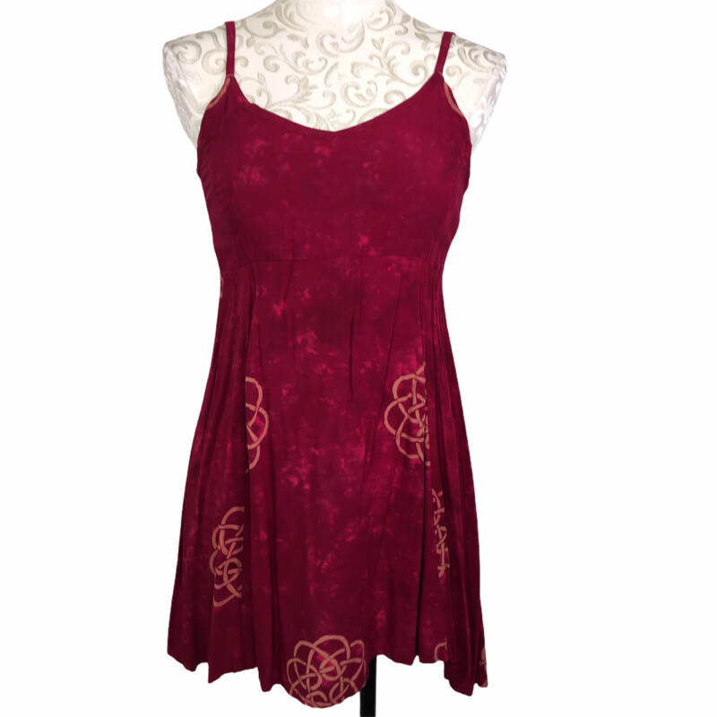 120-044 Global Expression, Maroon, Size: Small maroon summer Dress 100% rayon  x